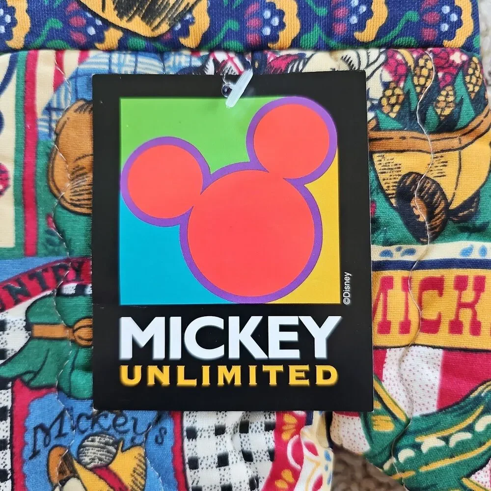 Disney Mickey Mouse Gardener Farmer Folk Art Oven Mitts Pot Holder Set NEW 90s
